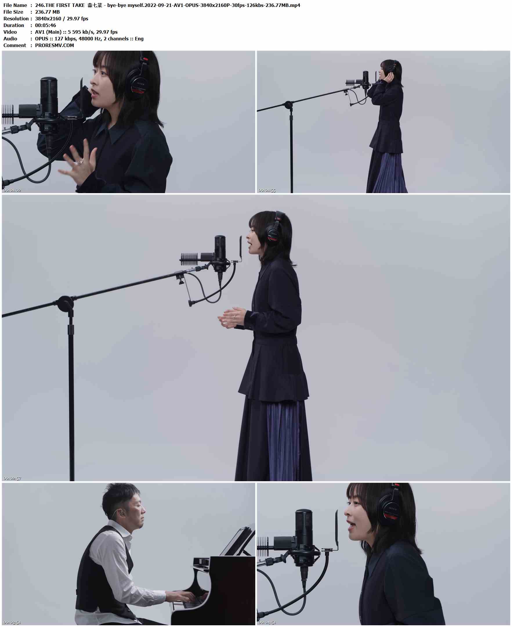 246.THE FIRST TAKE 森七菜 - bye-bye myself.2022-09-21-AV1-OPUS-3840x2160P-30fps-126kbs-236.77MB官方MV_高清MV